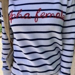 LOVED Collection - Alpha Female Embroidered Sweater - Navy/White Sweaters