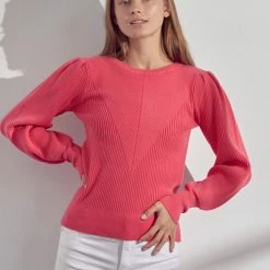Olive & Bette's Olive And Bette's - Shirred Shoulder Sweater - Pink Berry Sweaters