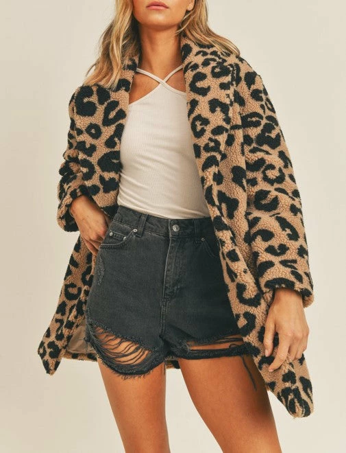 Olive & Bette's Olive And Bette's - Leopard Print Sherpa Coat
